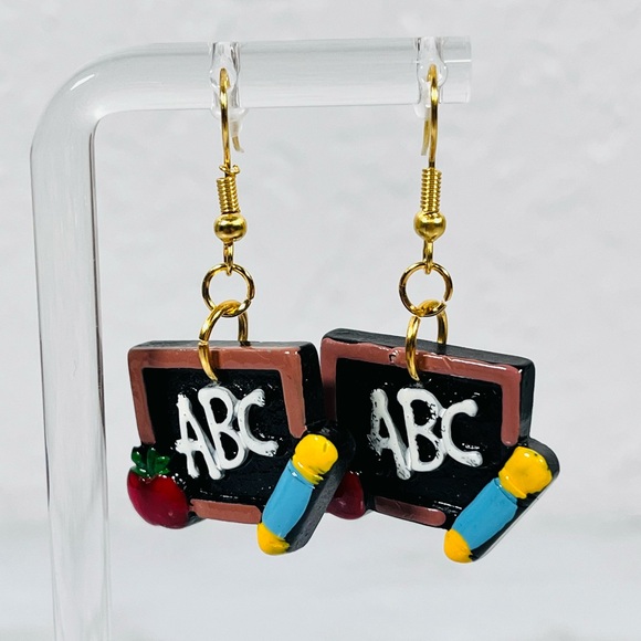 Hand Crafted Jewelry - Chalkboard ABC Earrings